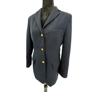LL Bean Womens Navy Blazer Jacket 3 Gold Buttons Classic Fit Old Money Size 6